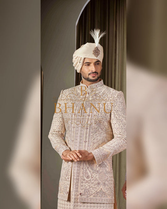 Sherwani with dense hand work