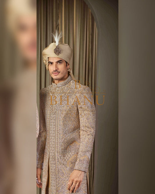 Sherwani with dense hand work