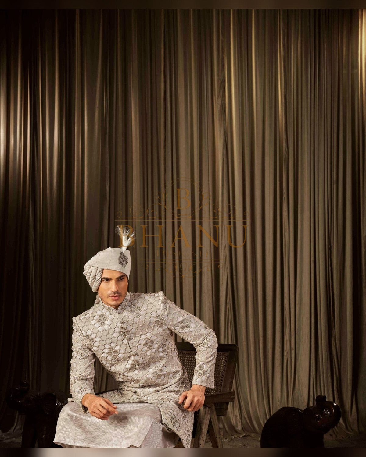 Sherwani with restrained hand work