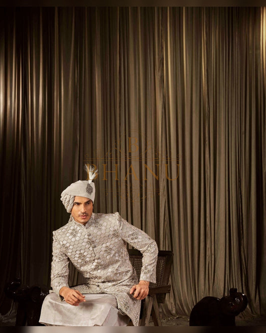 Sherwani with restrained hand work