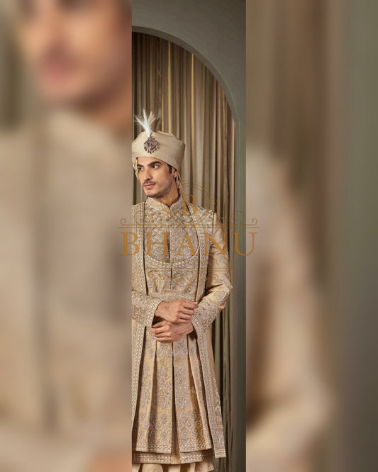 Sherwani with restrained hand work