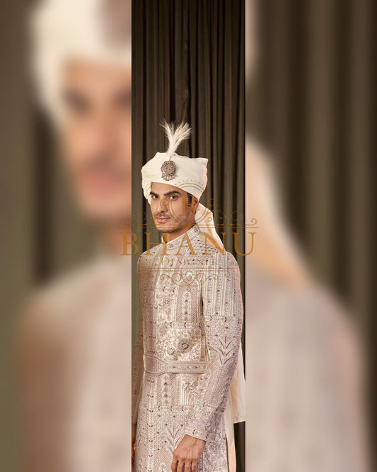 Sherwani with restrained hand work