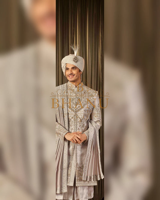 Sherwani with restrained hand work