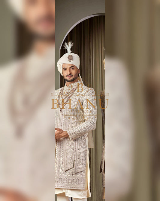 Sherwani with dense hand work