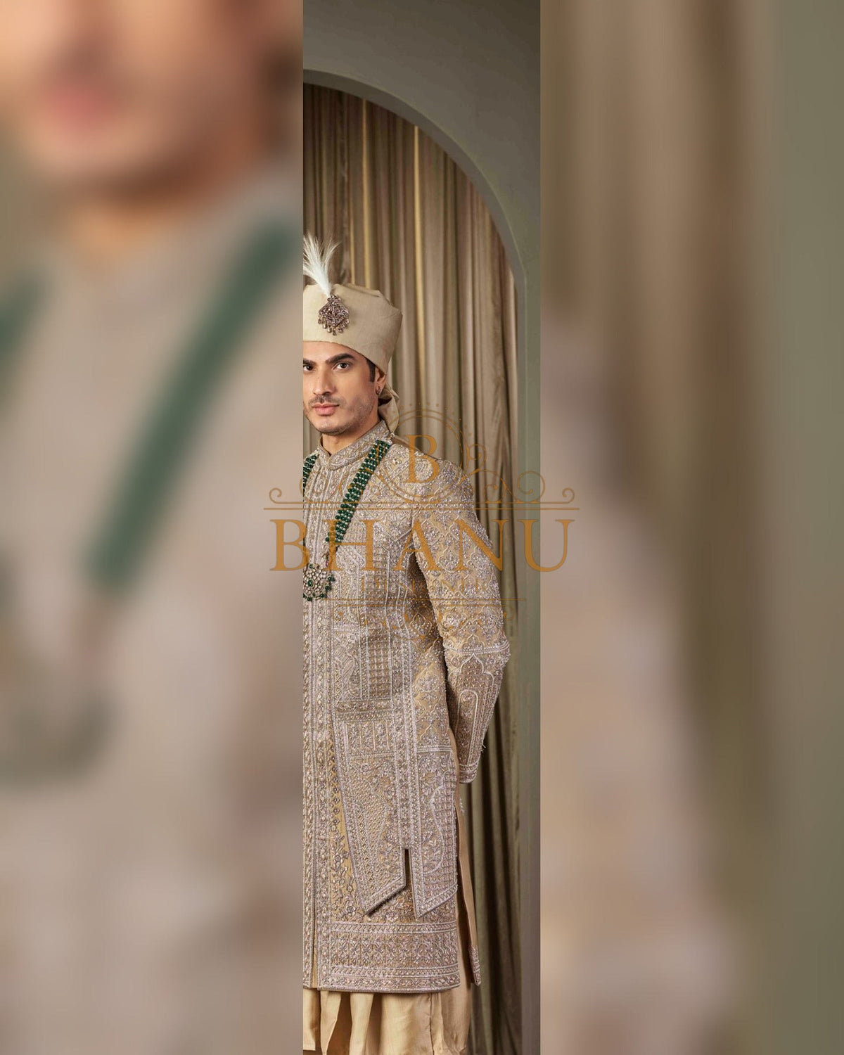 Sherwani with restrained hand work