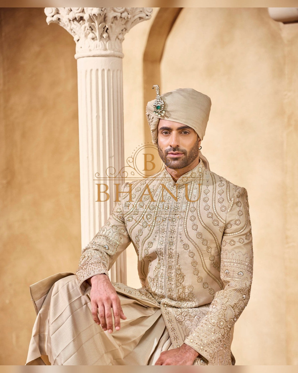 Rajwadi Sherwani with hand work