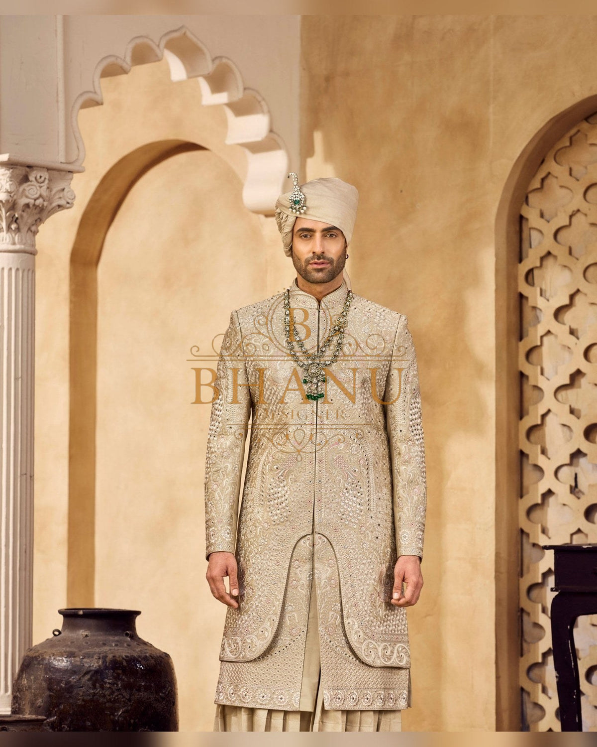 Rajwadi Sherwani with hand work