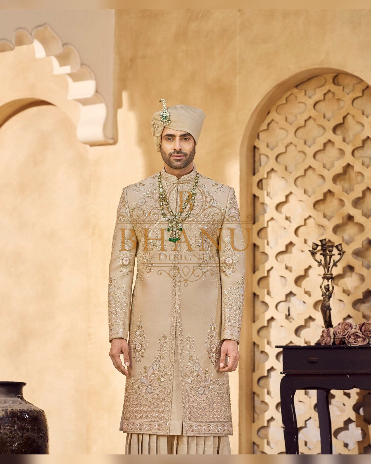 Rajwadi Sherwani with hand work