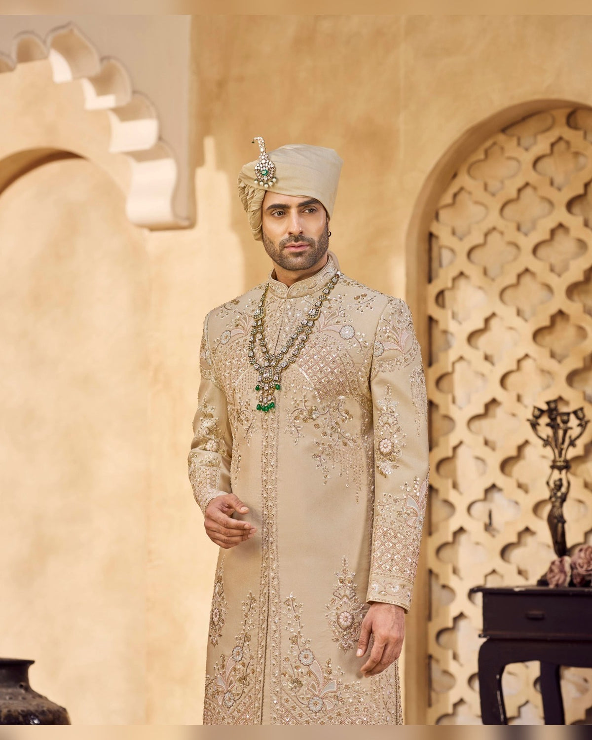 Rajwadi Sherwani with hand work