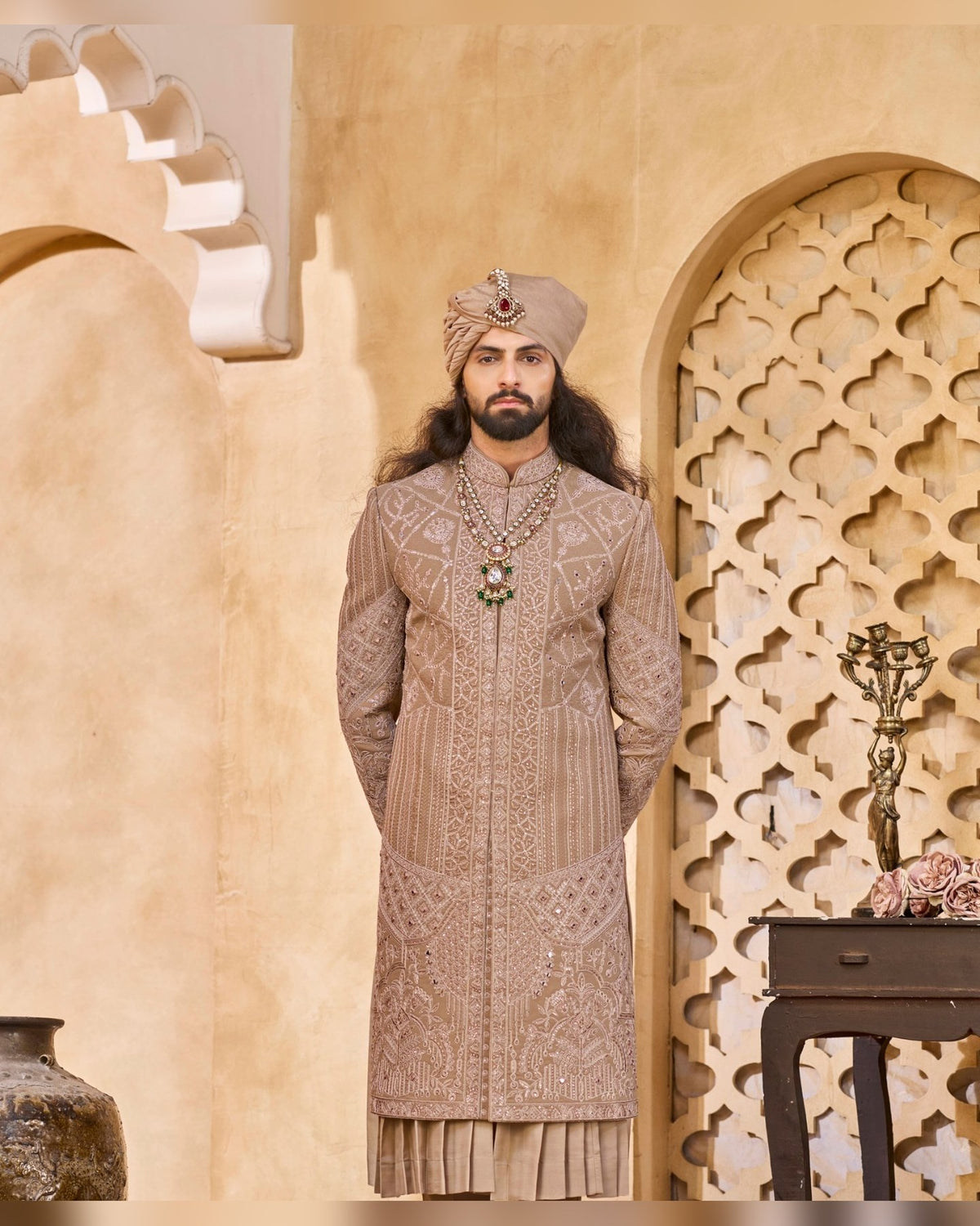 Rajwadi Sherwani with hand work