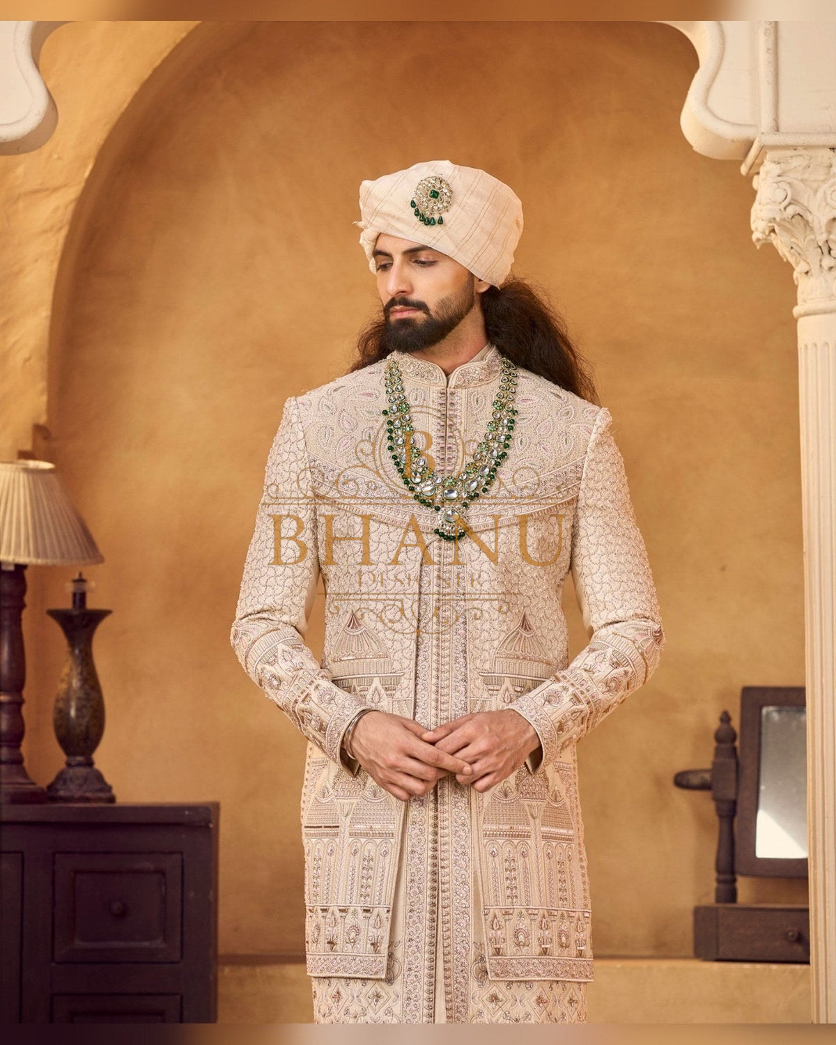 Rajwadi Sherwani with dense hand work