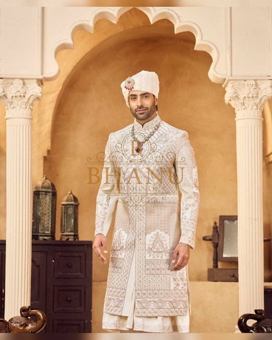 Rajwadi Sherwani with hand work