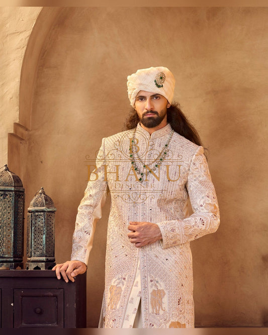 Rajwadi Sherwani with hand work