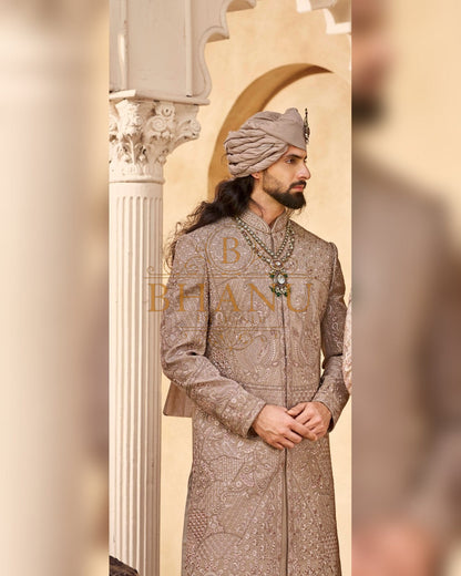 Rajwadi Sherwani with dense hand work