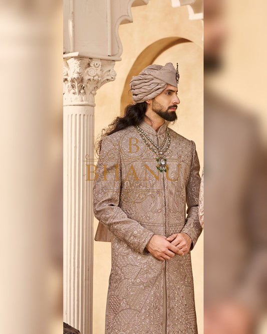 Rajwadi Sherwani with dense hand work