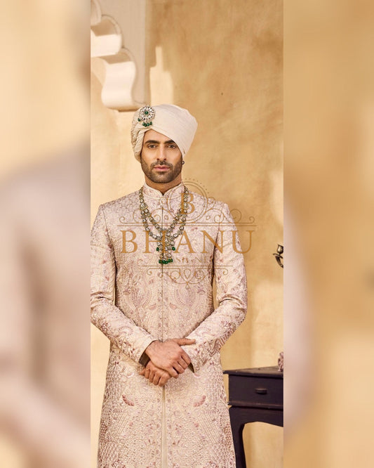 Rajwadi Sherwani with dense hand work