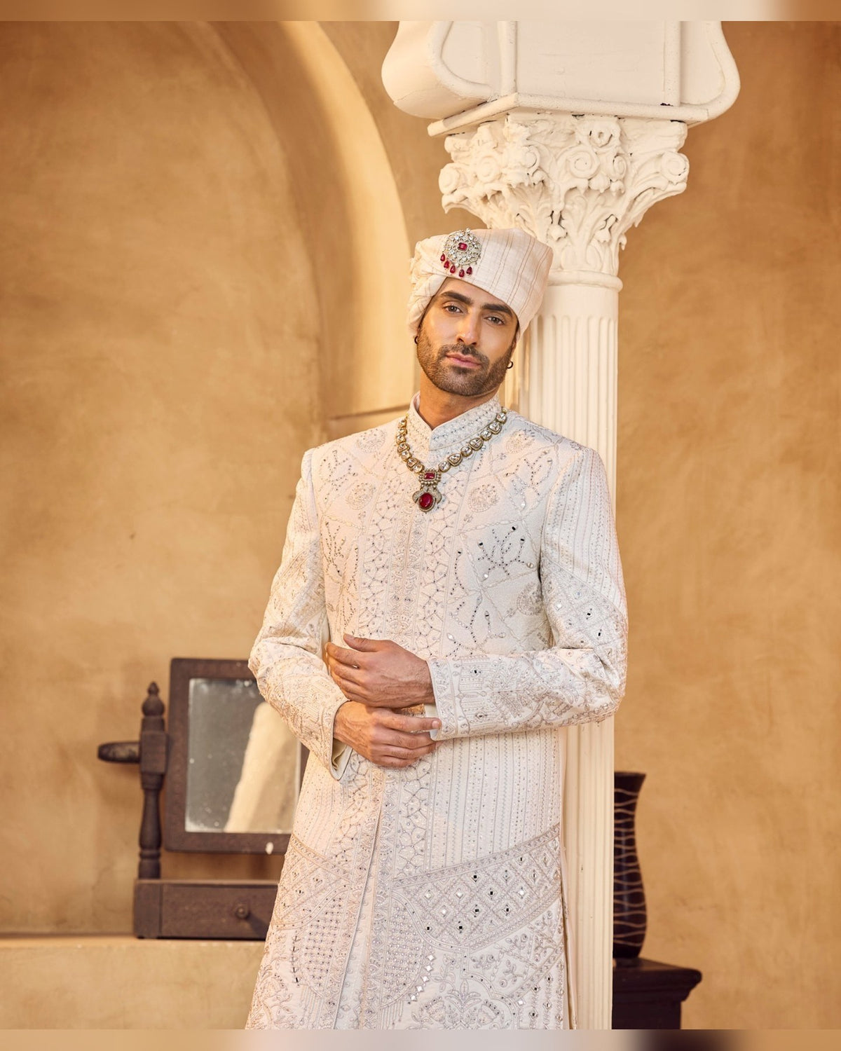 Rajwadi Sherwani with hand work