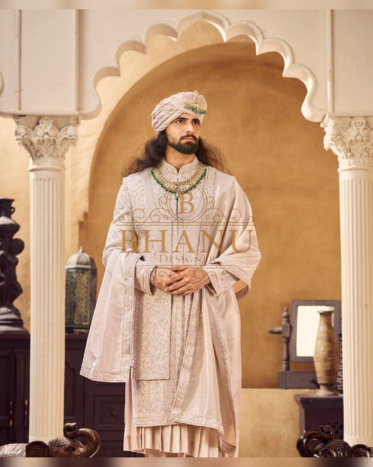 Rajwadi Sherwani with hand work