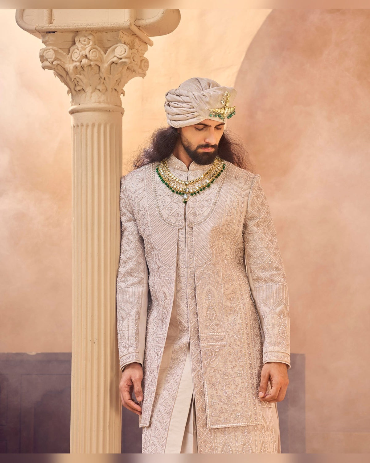 Rajwadi Sherwani with hand work