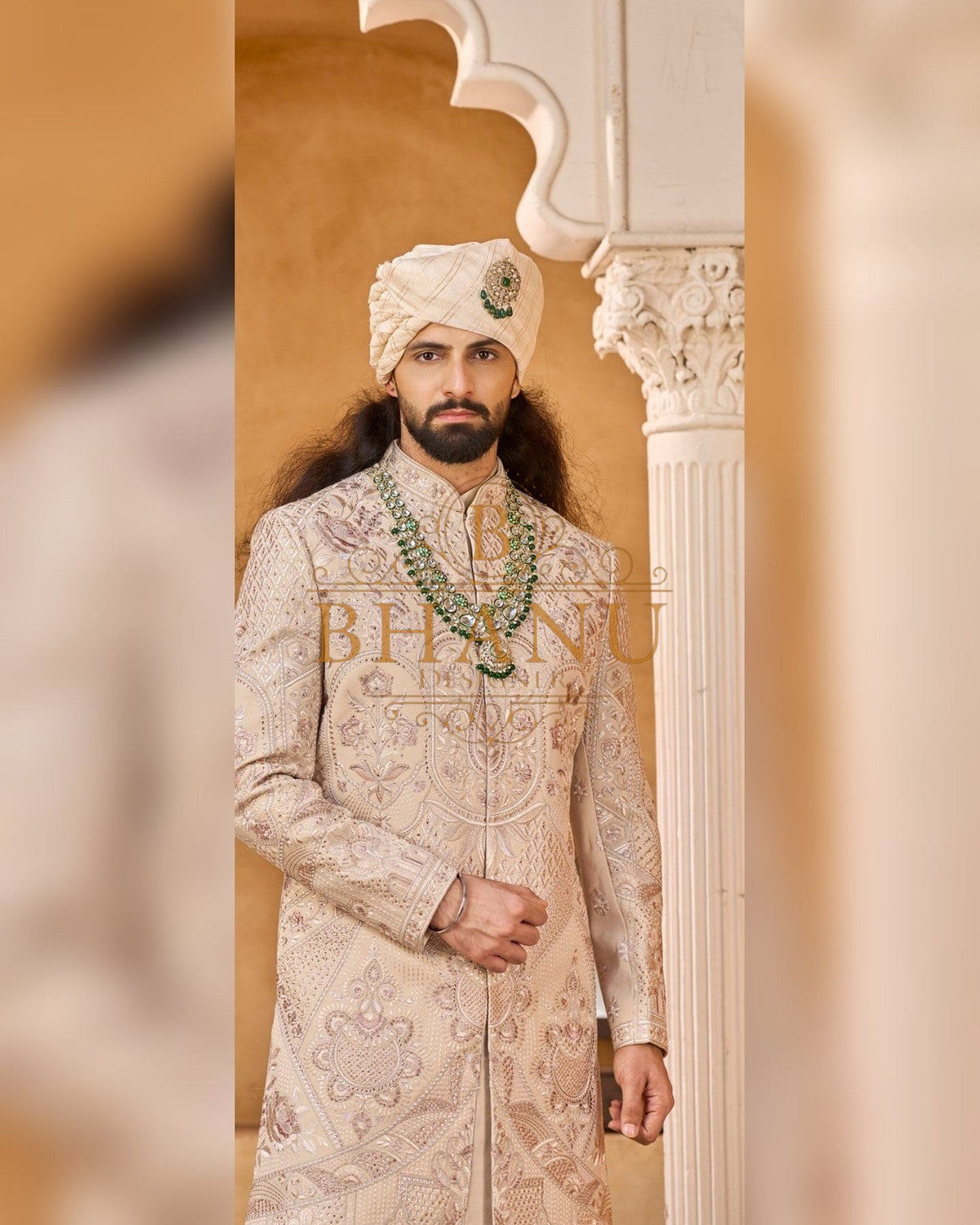 Rajwadi Sherwani with dense hand work