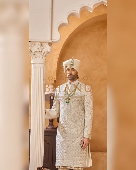 Rajwadi Sherwani with hand work