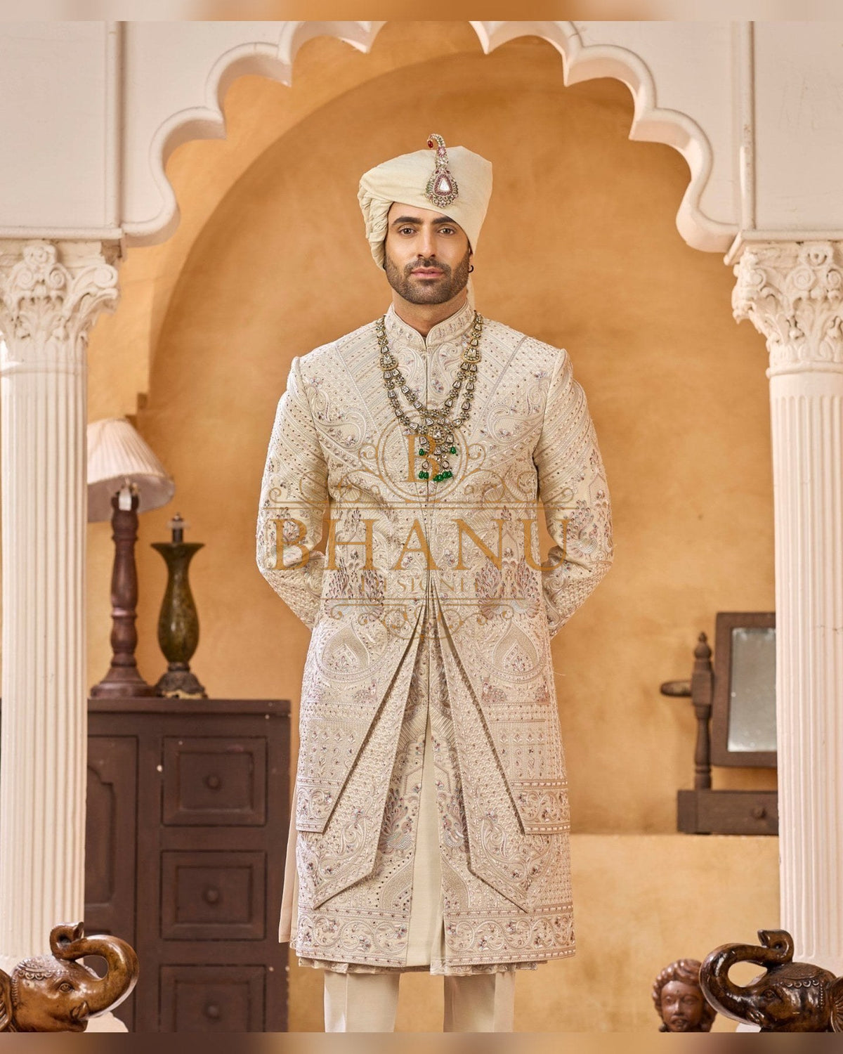 Rajwadi Sherwani with hand work