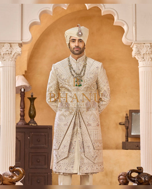 Rajwadi Sherwani with hand work