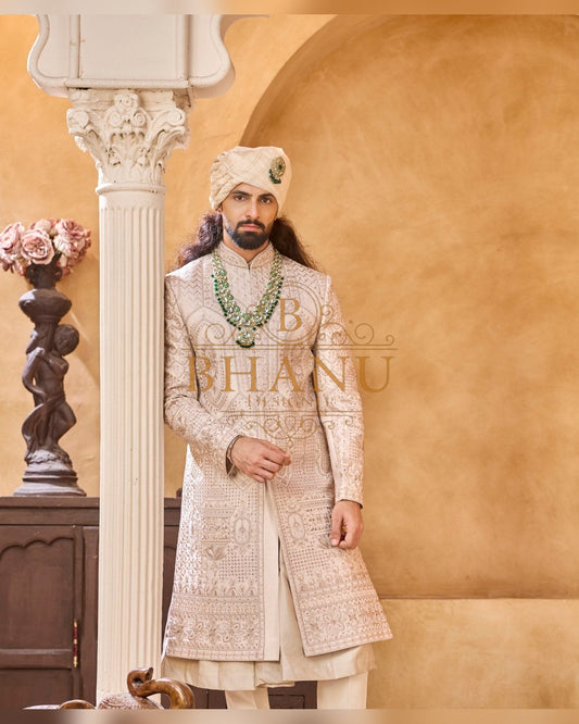 Rajwadi Sherwani with hand work