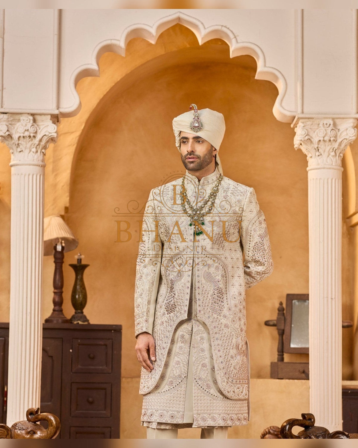 Rajwadi Sherwani with hand work