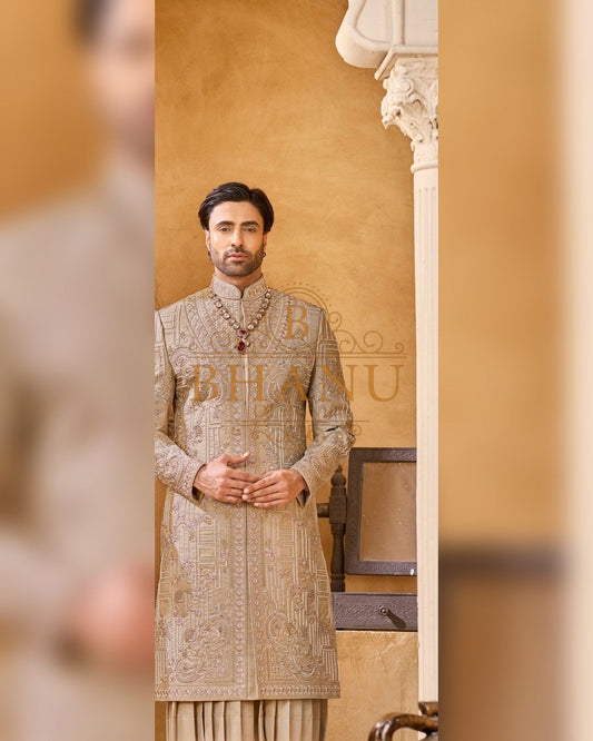 Rajwadi Sherwani with hand work