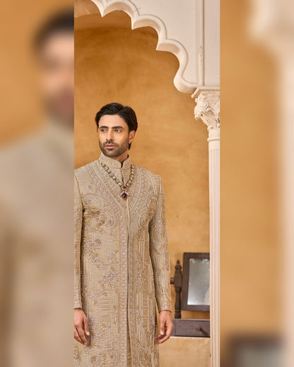 Rajwadi Sherwani with hand work