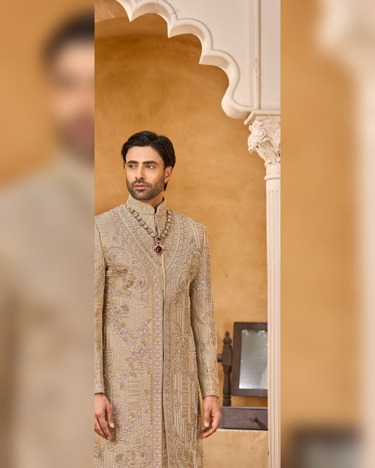Rajwadi Sherwani with hand work