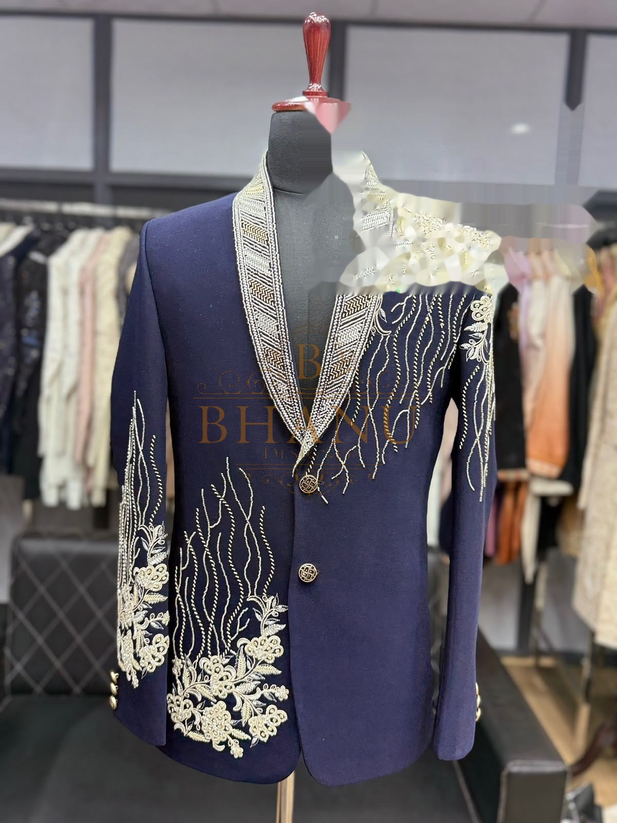 Design 814, a tuxedo made to order by Bhanu Designer