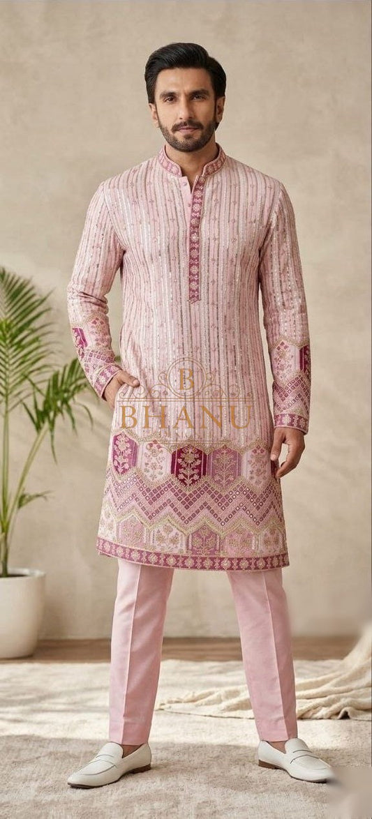 Embroidered kurta with matching trousers